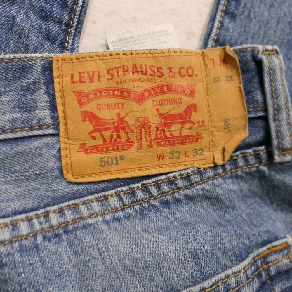 Levis Mens 501 Jeans 32x32 Blue Classic Americana Straight Leg Rugged Streetwear